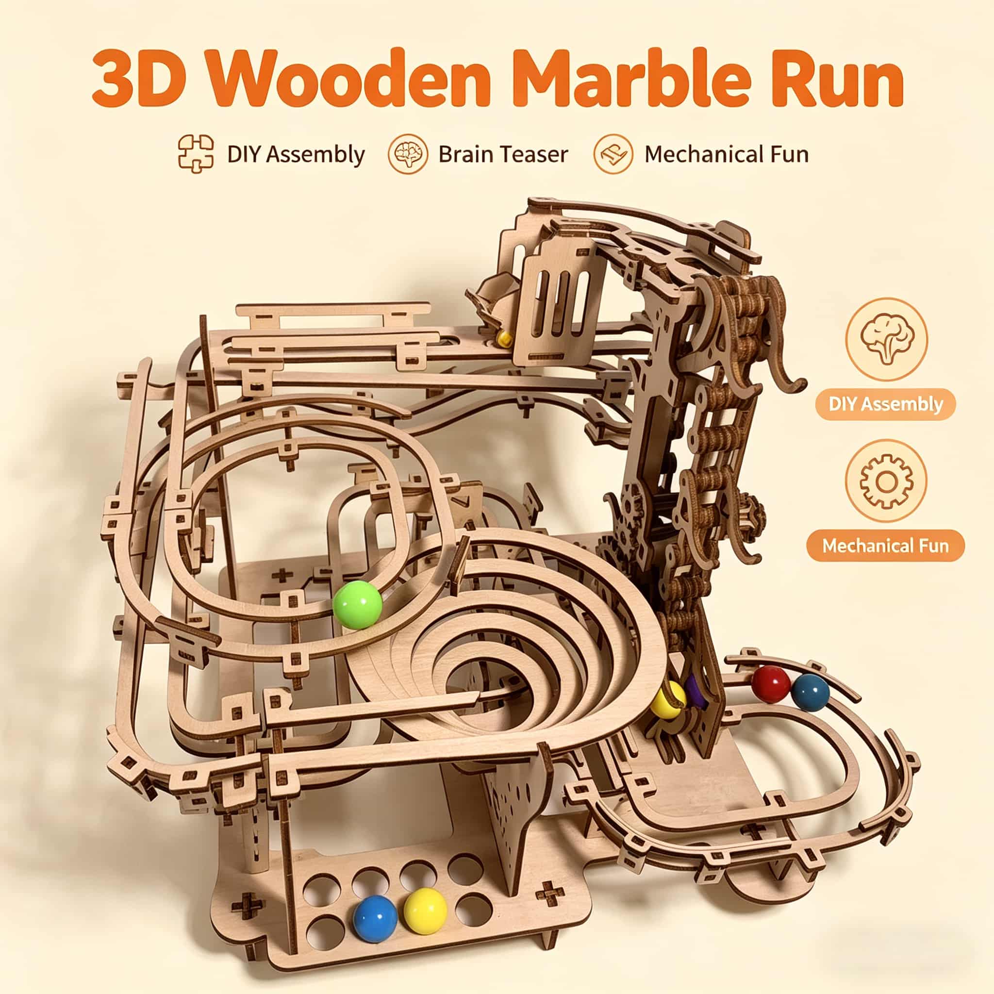 Mechanical Marble Run 3D Woode - огляд і ціна Running Gear Track